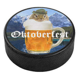 Cute Chipmunk Oktoberfest Mountains Hockey Puck
