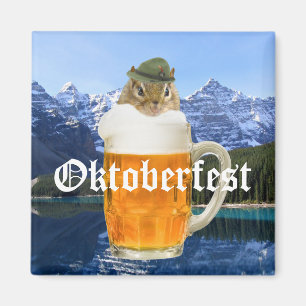 Cute Chipmunk Oktoberfest Mountains Magnet