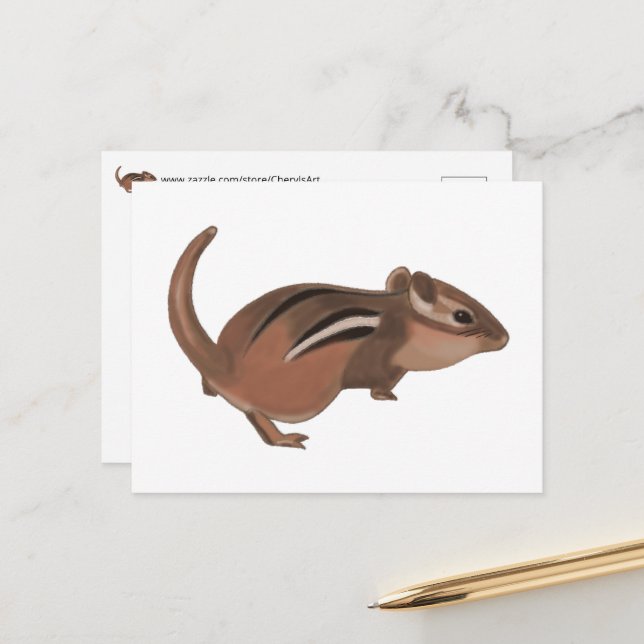 Cute chipmunk postcards by CherylsArt (Front/Back In Situ)
