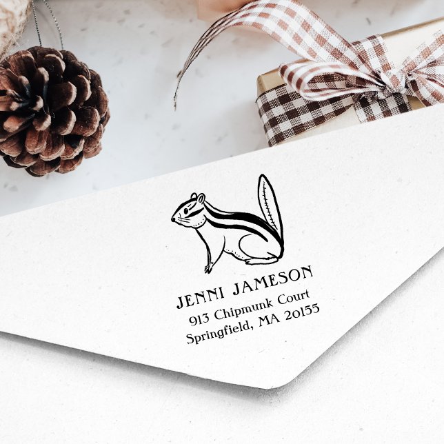 Cute Chipmunk Return Address Rubber Stamp (Creator Uploaded)