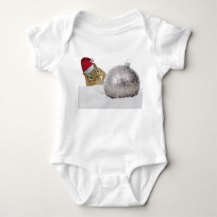 Cute Chipmunk Silver and Snow Christmas Holiday Baby Bodysuit