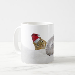 Cute Chipmunk Silver and Snow Christmas Holiday Coffee Mug
