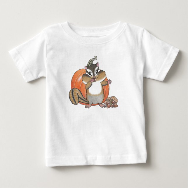Cute Chipmunk (Squirrel)  Pumpkin Baby T-shirt (Front)