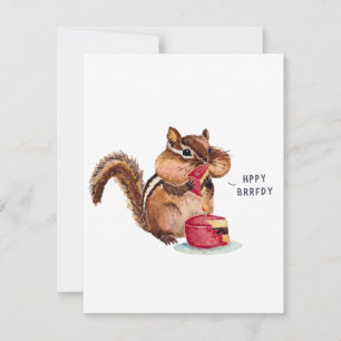 Cute Chipmunk Watercolor Animal Birthday Card