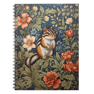 Cute Chipmunk William Morris Inspired Floral Notebook