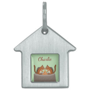 Cute Chipmunks Fall Custom Pet Name ID Tag
