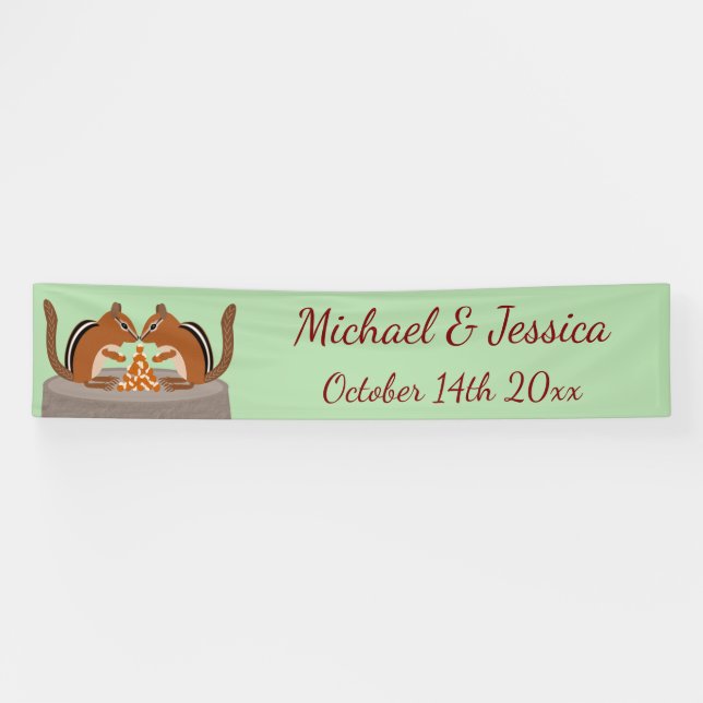 Cute Chipmunks Fall Wedding Custom Banner (Horizontal)