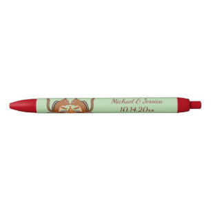 Cute Chipmunks Fall Wedding Custom Black Ink Pen