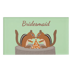 Cute Chipmunks Fall Wedding Custom Bridesmaid Name Tag