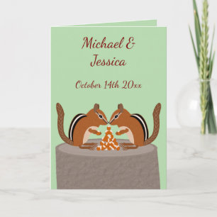Cute Chipmunks Fall Wedding Custom Card