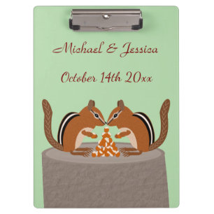 Cute Chipmunks Fall Wedding Custom Clipboard