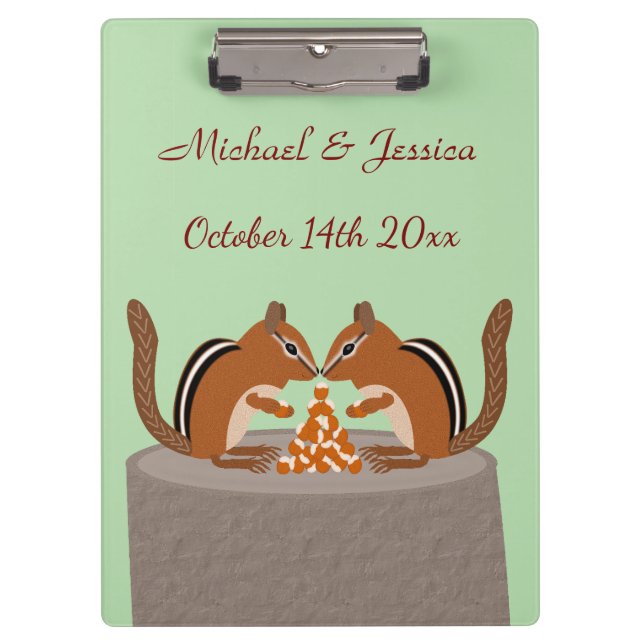 Cute Chipmunks Fall Wedding Custom Clipboard (Front)