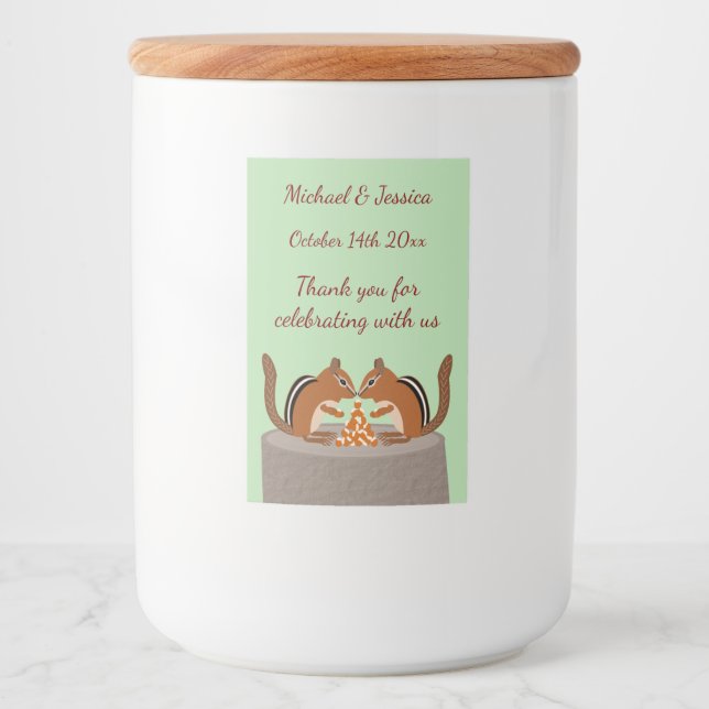 Cute Chipmunks Fall Wedding Custom Food Label (Front)