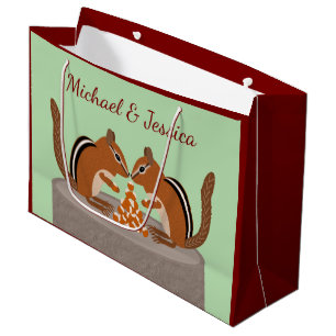 Cute Chipmunks Fall Wedding Custom Large Gift Bag