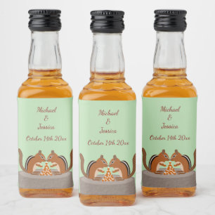 Cute Chipmunks Fall Wedding Custom Liquor Bottle Label