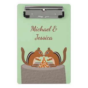 Cute Chipmunks Fall Wedding Custom Mini Clipboard