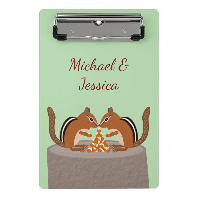 Cute Chipmunks Fall Wedding Custom Mini Clipboard (Front)