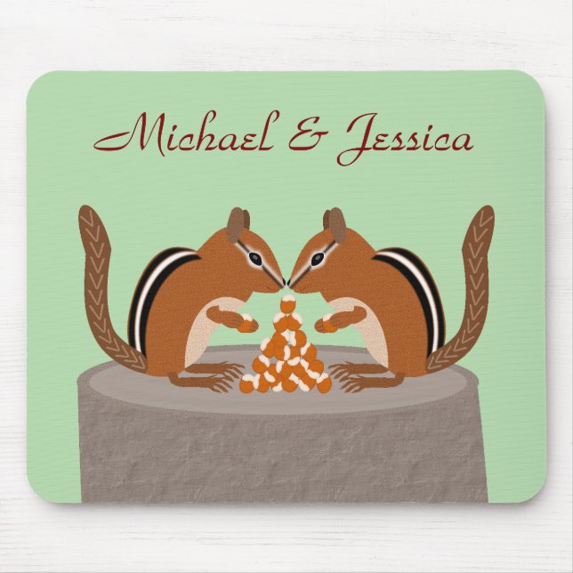 Cute Chipmunks Fall Wedding Custom Mouse Pad (Front)