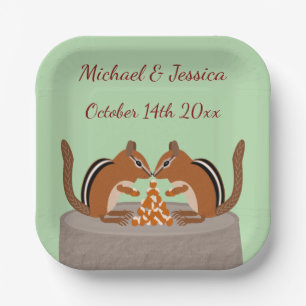 Cute Chipmunks Fall Wedding Custom Paper Plate