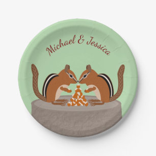 Cute Chipmunks Fall Wedding Custom Paper Plate