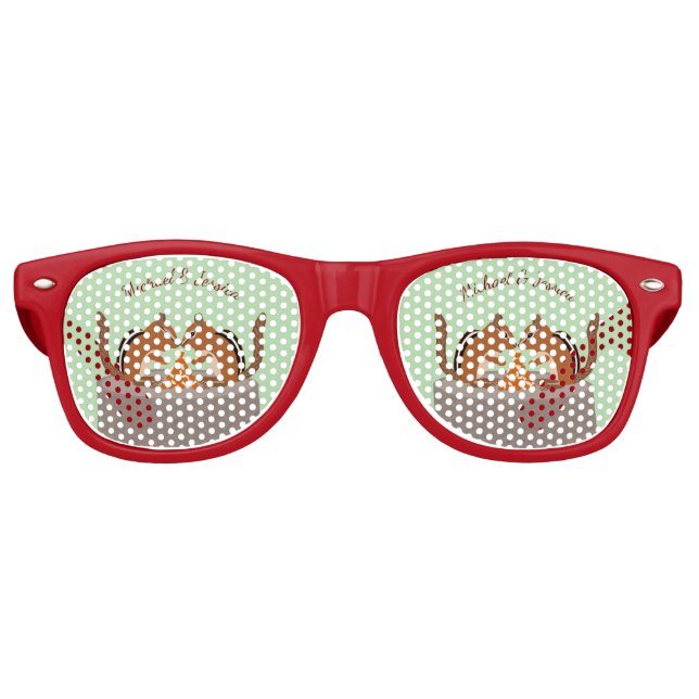 Cute Chipmunks Fall Wedding Custom Retro Sunglasses (Front)