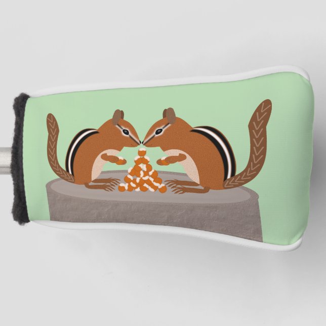 Cute Chipmunks Fall Wedding Golf Head Cover (Front)