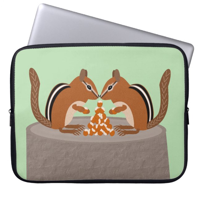 Cute Chipmunks Fall Wedding Laptop Sleeve (Front)