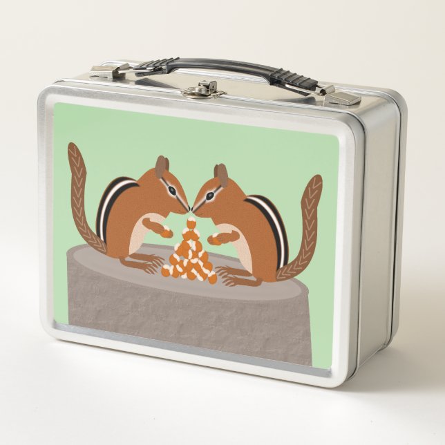 Cute Chipmunks Fall Wedding Metal Lunch Box (Front)