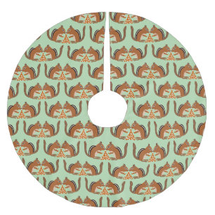 Cute Chipmunks Fall Wedding Patterned Brushed Polyester Tree Skirt