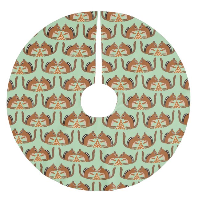 Cute Chipmunks Fall Wedding Patterned Brushed Polyester Tree Skirt (Front)