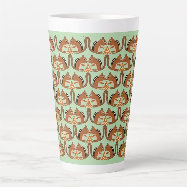 Cute Chipmunks Fall Wedding Patterned Latte Mug (Front)