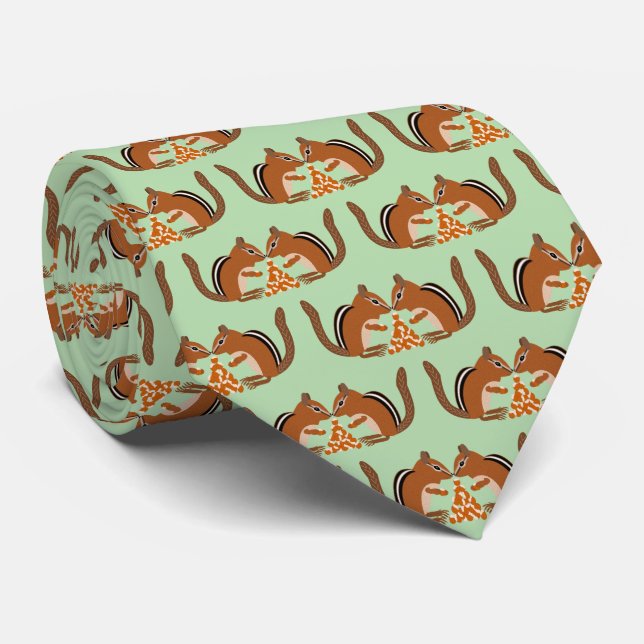 Cute Chipmunks Fall Wedding Patterned Tie (Rolled)