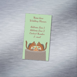 Cute Chipmunks Fall Wedding Planner Custom Magnetic Business Card