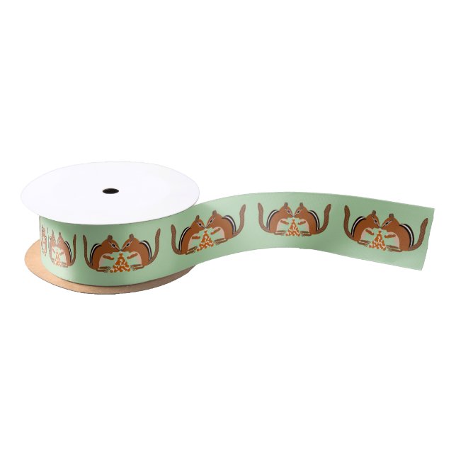 Cute Chipmunks Fall Wedding Satin Ribbon (Spool)