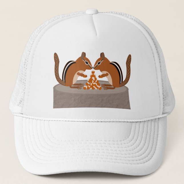 Cute Chipmunks Fall Wedding Trucker Hat (Front)