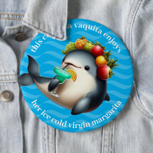 Cute Chiquita Vaquita Enjoying a Virgin Margarita 6 Cm Round Badge