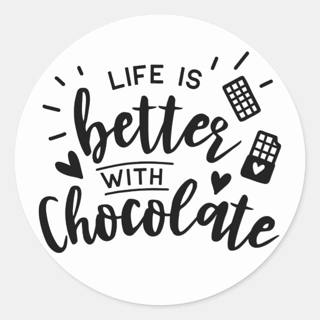 Cute Chocolate Addict Love Chocolate Party Wedding Classic Round Sticker (Front)