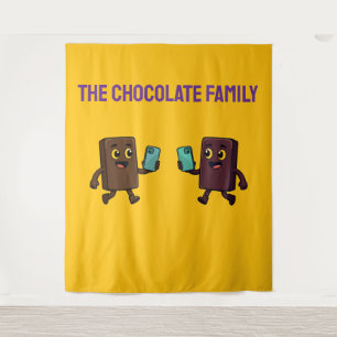 Cute Chocolate Bar with Phone Funny Tapestry