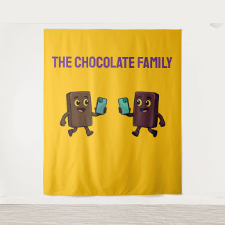 Cute Chocolate Bar with Phone Funny Tapestry