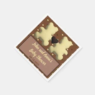 Cute chocolate bear Baby shower napkins