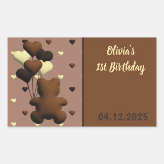 Cute chocolate bear Birthday rectangle stickers