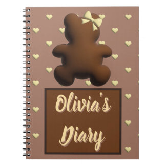 Cute chocolate bear Personalised notebook