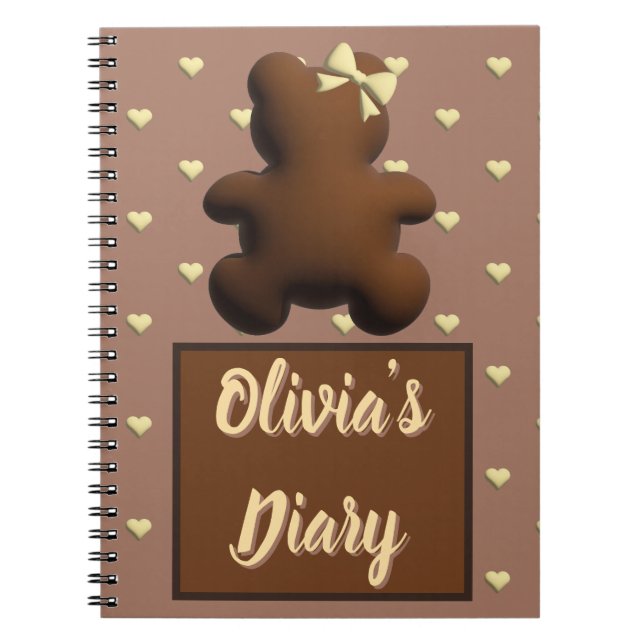 Cute chocolate bear Personalised notebook (Front)