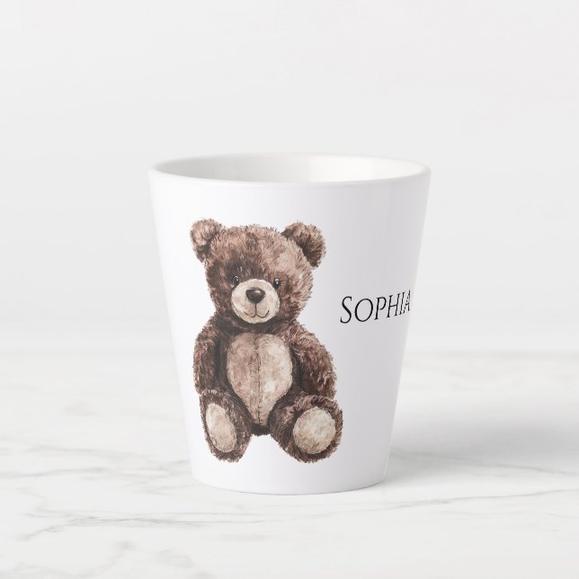 Cute Chocolate Brown Teddy Bear Latte Mug (Front)