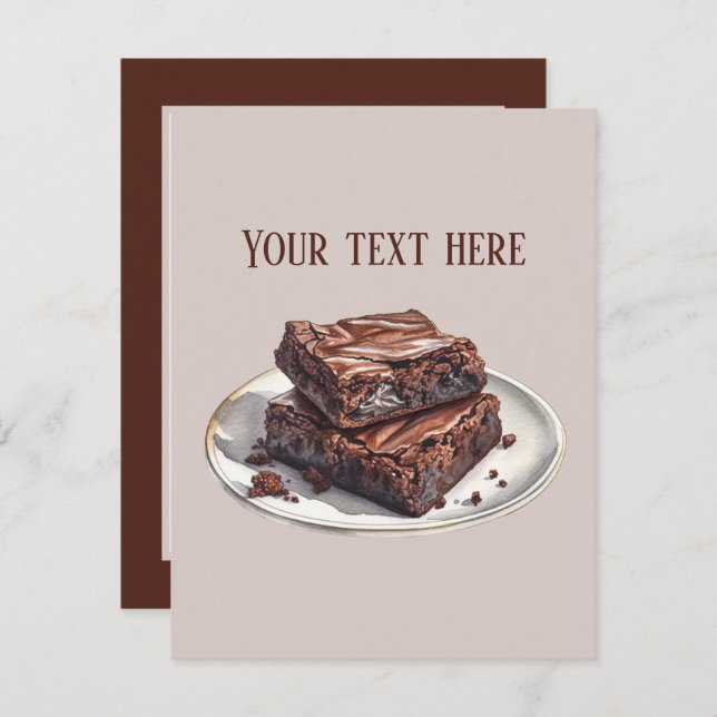 Cute chocolate brownie add message  card (Front/Back)