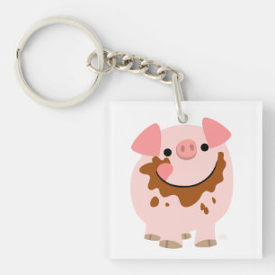 Cute Chocolate Cartoon Pig Acrylic Keychain