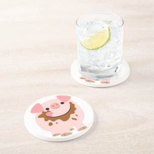 Cute Chocolate Cartoon Pig Coaster