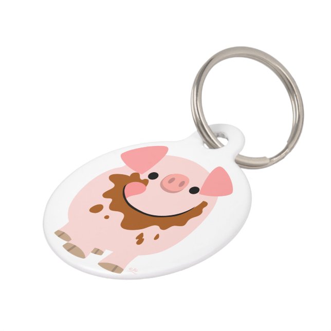 Cute Chocolate Cartoon Pig Dog Tag (Side)