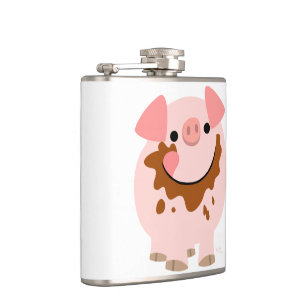 Cute Chocolate Cartoon Pig Hip Flask