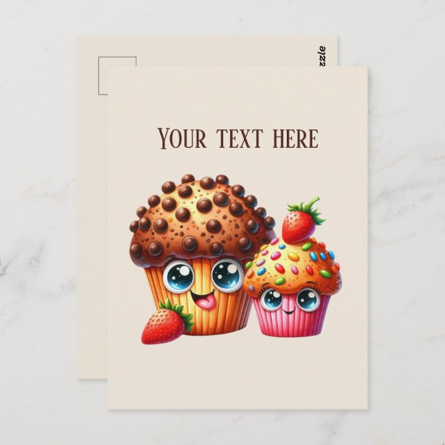 Cute chocolate chip cookie add message postcard (Front/Back)